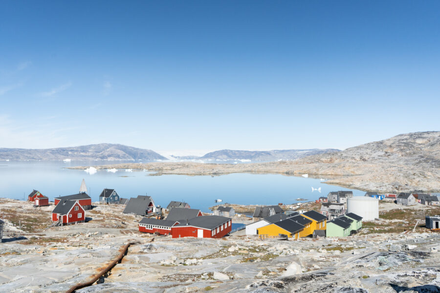 View over Isertoq with the Ice cap in the backdrop. Photo by Visit East Greenland