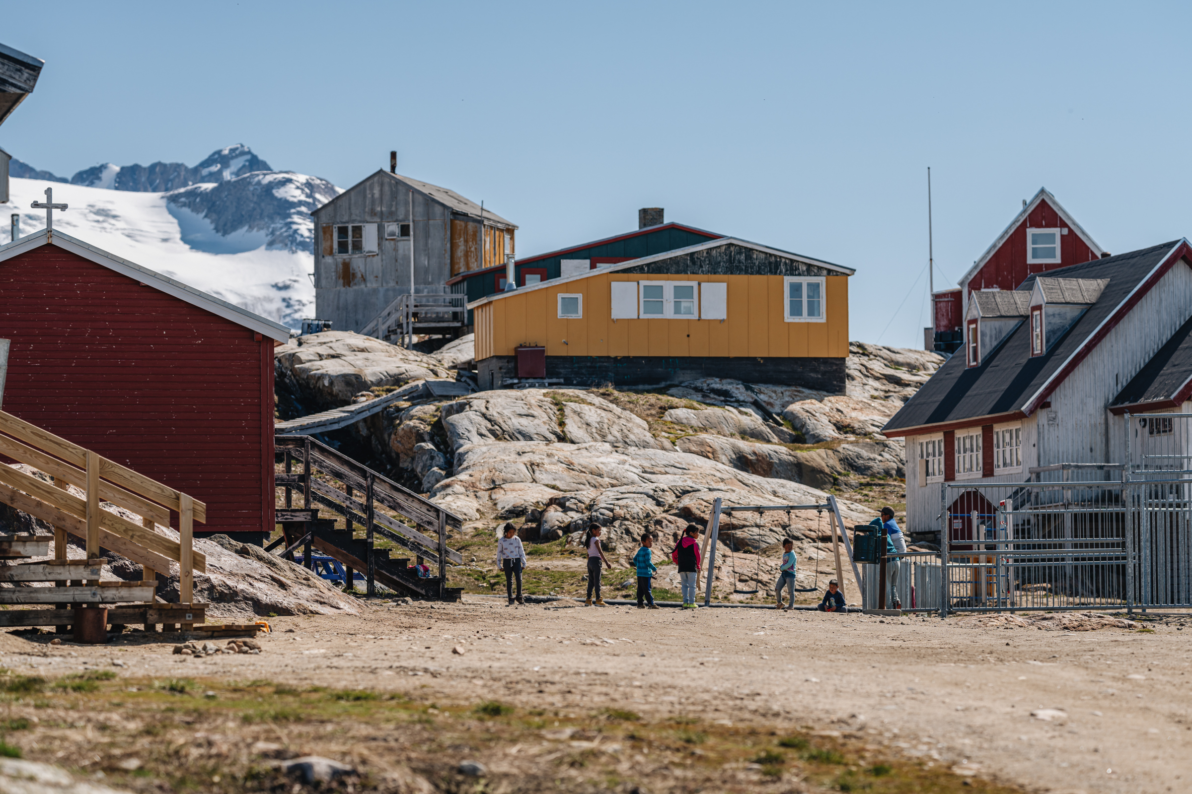 Local kids playing outside. Photo by Filip Gielda - Visit East Greenland