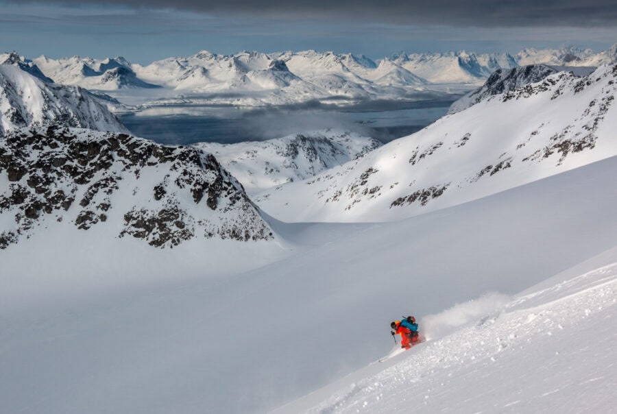 Skiing in the untouched landscapes of East Greenland. Photo by Pirhuk