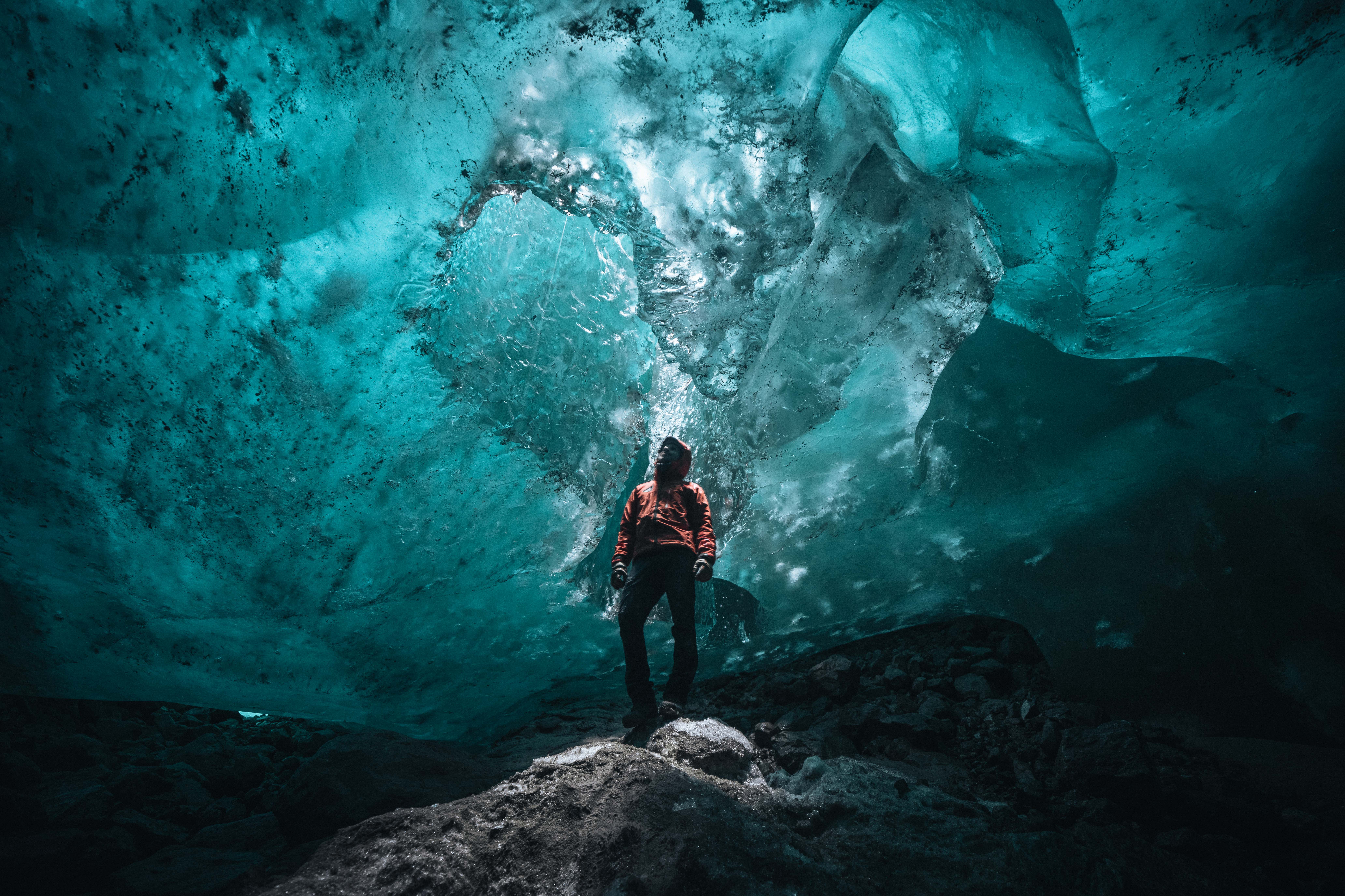 View in the ice cave in East Greenland. Photo by Nunatak Adventures