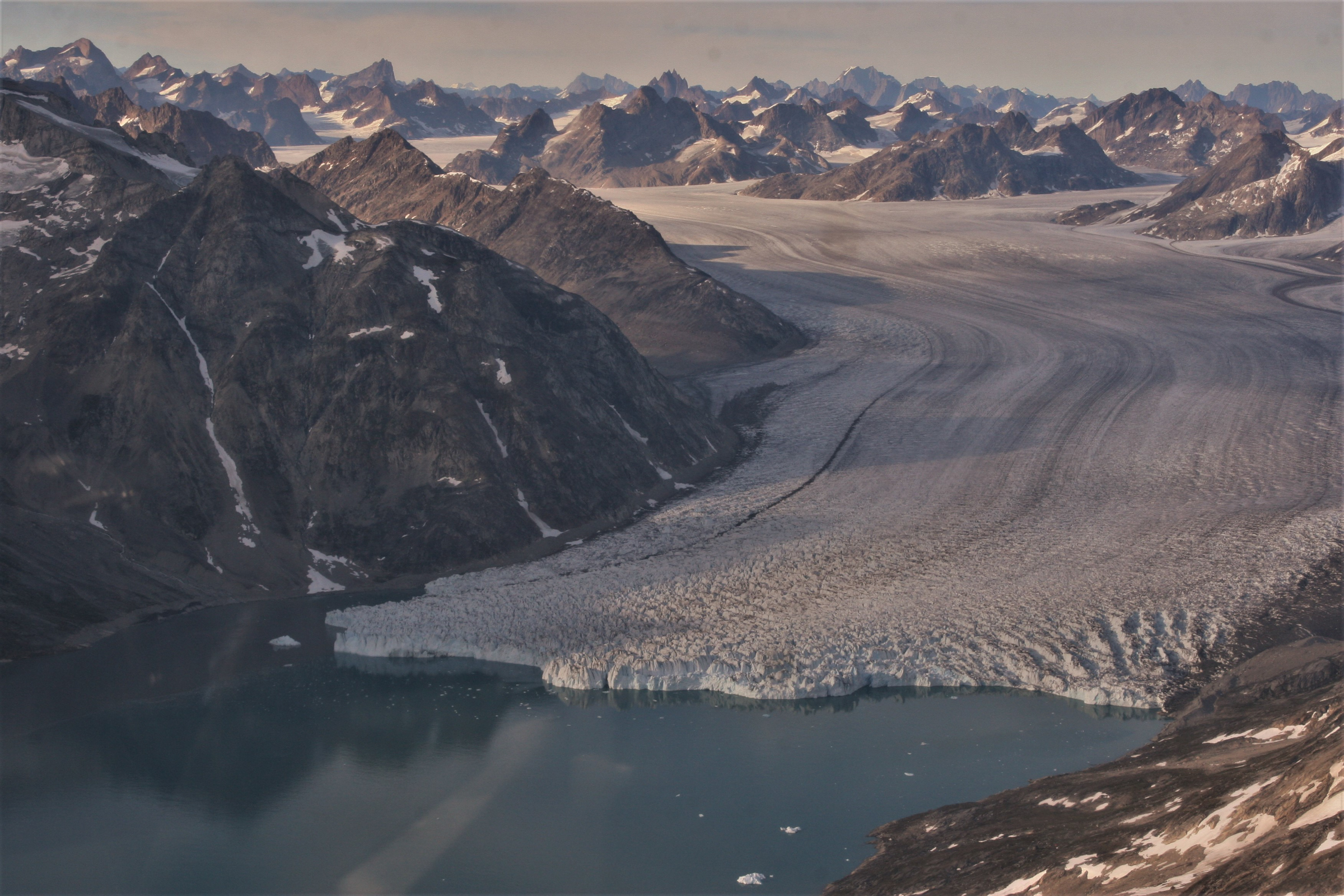 Birds eye view over Knud Rasmussen Glacier. Photo by Lars Anker Moeller - Visit East Greenland