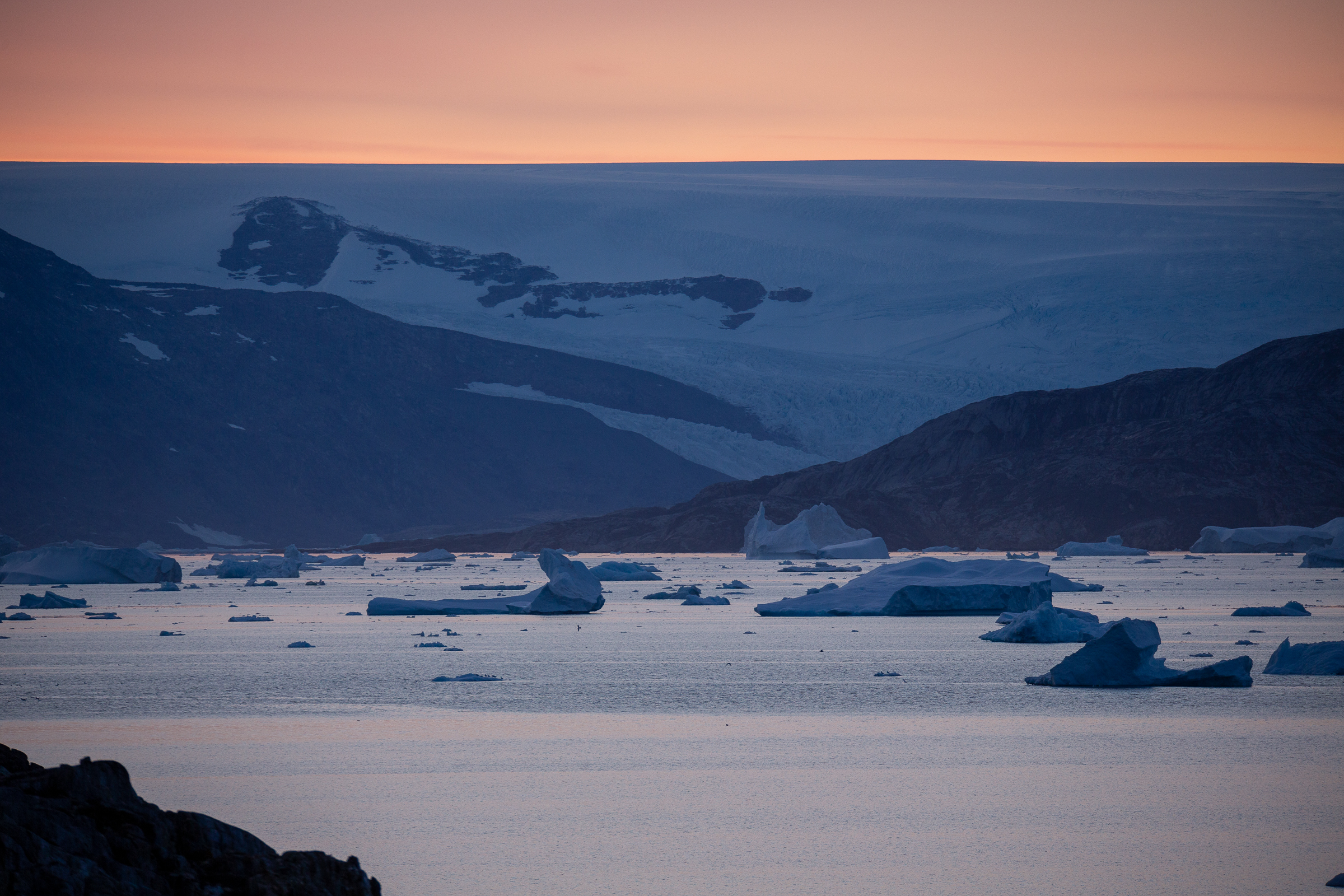 View over glaciers and icebergs. Photo by Lars Anker Moeller - Visit East Greenland