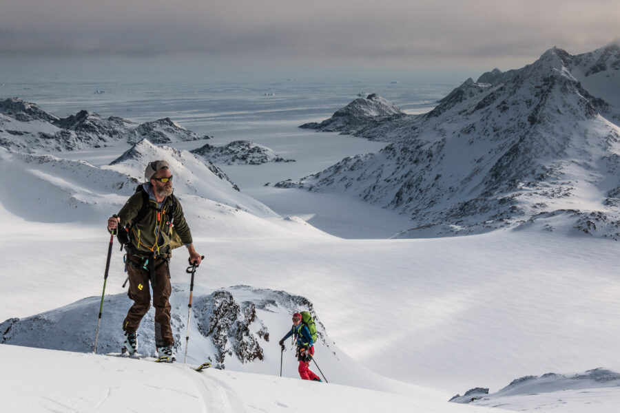 Making your way up the mountain on skis. Photo by Pirhuk