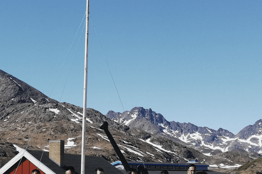 The church choir performing outside the church in Tasiilaq on National Day.